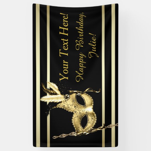Black Gold Masquerade Party Spandoek (Verticaal)