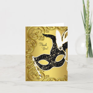 Black Gold Masquerade Party Thank You Cards Bedankkaart