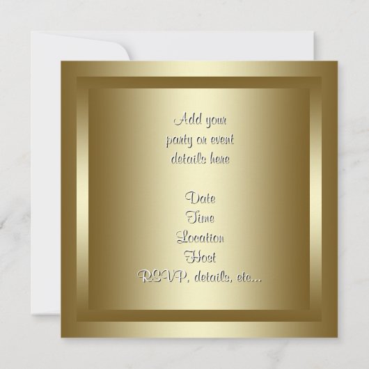 Black Gold Masquerade Party Uitnodigingen (Achterkant)