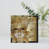 Black Gold Masquerade Party Uitnodigingen (Staand voorkant)