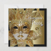 Black Gold Masquerade Party Uitnodigingen (Voorkant)