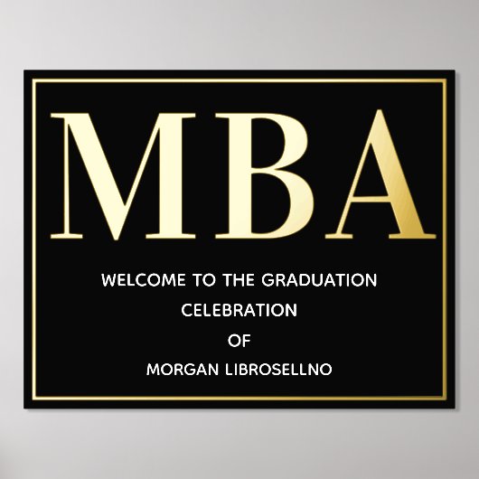 Black Gold MBA Afstuderen Welkom Folie Afdrukken (Voorkant)
