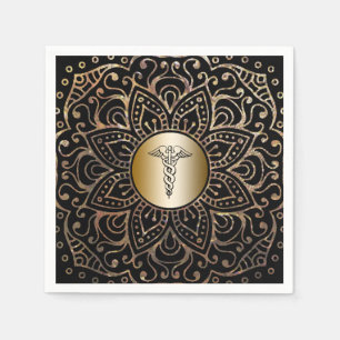 Black Gold Medical Caduceus Symbool Nurse Doctor Servetten