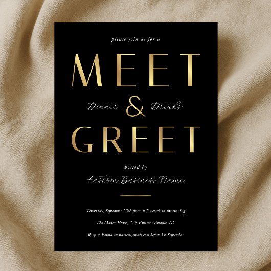 Black & Gold Meet and Greet Networking Business Kaart