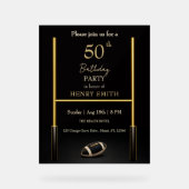 Black & Gold Men's Birthday Invitation Acryl Bord (Voorkant)