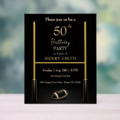 Black & Gold Men's Birthday Invitation Acryl Bord (Neutraal)
