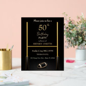 Black & Gold Men's Birthday Invitation Acryl Bord (Huwelijk)