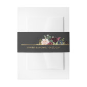 Black Gold Merlot Navy Boho Bouquet Wedding Uitnodigingen Wikkel (Voorkant Voorbeeld)