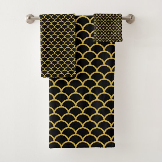 BLACK GOLD MERMAID THEMA BATHROOM TOWEL SET BAD HANDDOEK (Insitu)