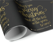 Black Gold Merry-kerst uit familienaam Cadeaupapier (Rol Hoek)