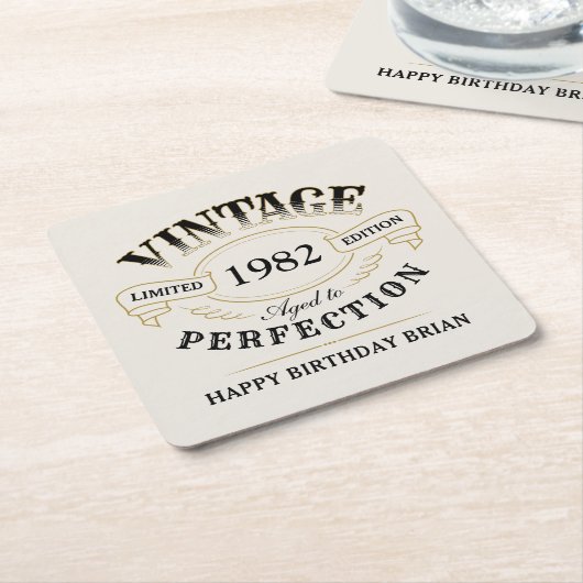 Black Gold  met perfecte verjaardag Kartonnen Onderzetters (Schuin)