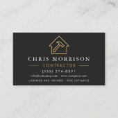 Black Gold Metal Building Construction QR Code Visitekaartje (Voorkant)