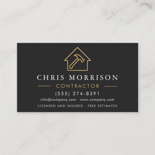 Black Gold Metal Building Construction QR Code Visitekaartje (Voorkant)