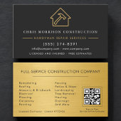 Black Gold Metal Handyman QR Code Construction Visitekaartje