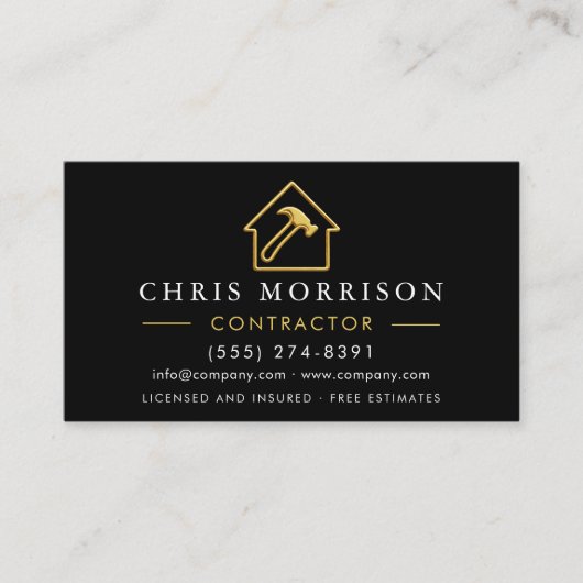 Black Gold Metallic Building Construction Visitekaartje (Voorkant)