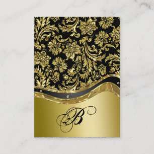 Black & Gold Metallic look Floral Damaskers Visitekaartje