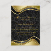 Black & Gold Metallic look Floral Damaskers Visitekaartje (Achterkant)