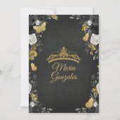 Black & Gold Mexican Charra Mis XV Anos Invite Kaart (Achterkant)