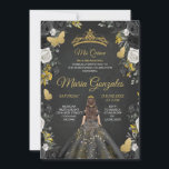 Black & Gold Mexican Charra Mis XV Anos Invite Kaart<br><div class="desc">Black & Gold Mexican Charra Mis XV Anos Invite</div>