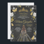 Black & Gold Mexican Charra Mis XV Anos Invite Kaart<br><div class="desc">Black & Gold Mexican Charra Mis XV Anos Invite</div>