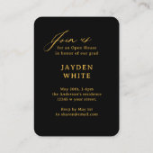 Black Gold Mini Modern Script Photo Graduation Informatiekaartje (Achterkant)