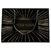 Black Gold Minimal Name Luxury Brand Wedding Groot Cadeauzakje (Voorkant)