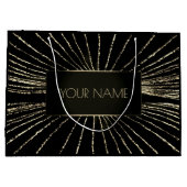 Black Gold Minimal Name Luxury Brand Wedding Groot Cadeauzakje (Achterkant)