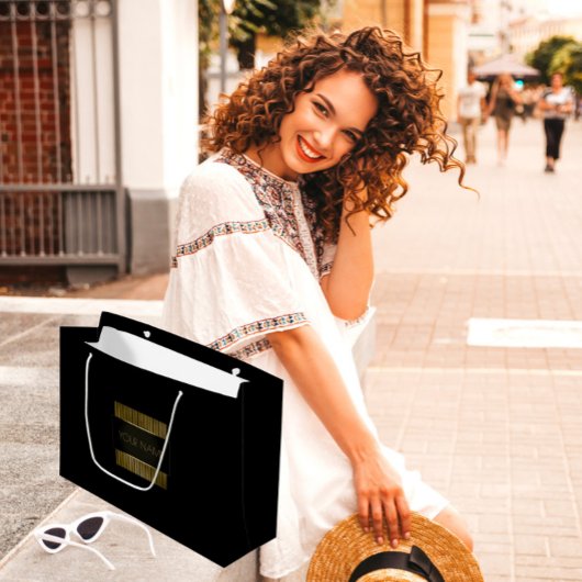 Black Gold Minimal Name Luxury Branding Beauty Large Cadeautasje