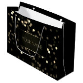 Black Gold Minimal Name Luxury Branding Spark Groot Cadeauzakje (Voorkant Gekanteld)