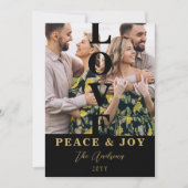 Black & Gold  Minimalist 2 Vertical Photos Xmas Feestdagenkaart (Voorkant)