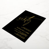 Black & Gold Minimalist 60e verjaardag Folie Uitnodiging (Gedraaid)