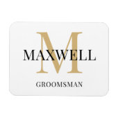 Black Gold Minimalist Groomsman - Aangepast monogr Magneet (Horizontaal)