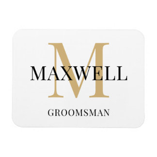 Black Gold Minimalist Groomsman - Aangepast monogr Magneet