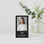 Black Gold Minimalist Photo QR Code Logo Visitekaartje (Staand voorkant)