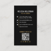 Black Gold Minimalist Photo QR Code Logo Visitekaartje (Achterkant)