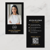 Black Gold Minimalist Photo QR Code Logo Visitekaartje (Voorkant / Achterkant)