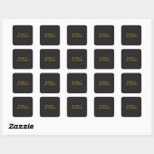 Black & Gold Minimalist Plain Modern Own Name Vierkante Sticker (Vel)