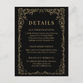 Black Gold Minimalist Wedding Details Kaart (Voorkant)