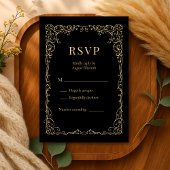 Black Gold Minimalist Wedding RSVP 
