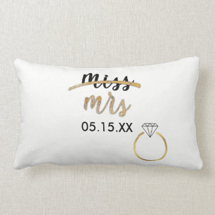 Black & Gold Miss Name Date Lumbar Pillow Kussen
