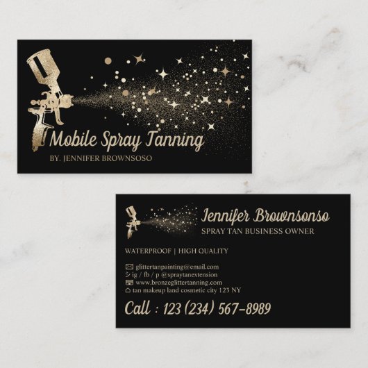 Black Gold Mobile Body Paint Tan Spray Visitekaartje (Voorkant / Achterkant)