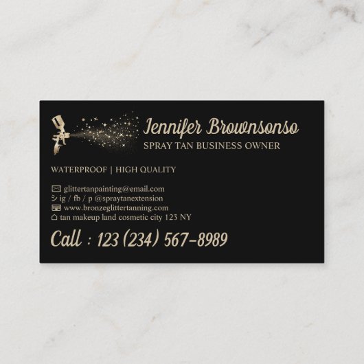 Black Gold Mobile Body Paint Tan Spray Visitekaartje (Achterkant)
