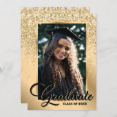 Black Gold Modern 2 Fotogradatie Partij Kaart (Voorkant / Achterkant)