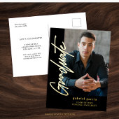 Black Gold Modern Afstuderen Invitation Briefkaart