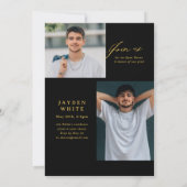 Black Gold Modern Calligraphy Photo Graduation Kaart (Achterkant)