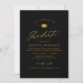 Black Gold Modern Calligraphy Photo Graduation Kaart (Voorkant)
