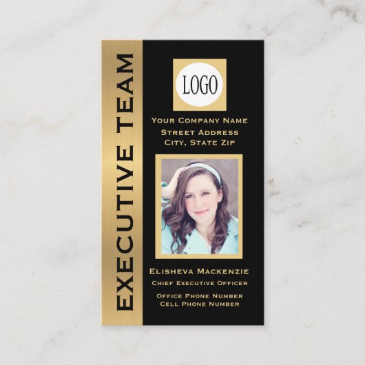 Black Gold Modern Custom Visitekaartje (Voorkant)