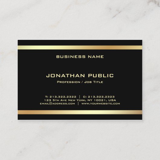 Black Gold Modern Elegant Professional Sjabloon Visitekaartje (Achterkant)