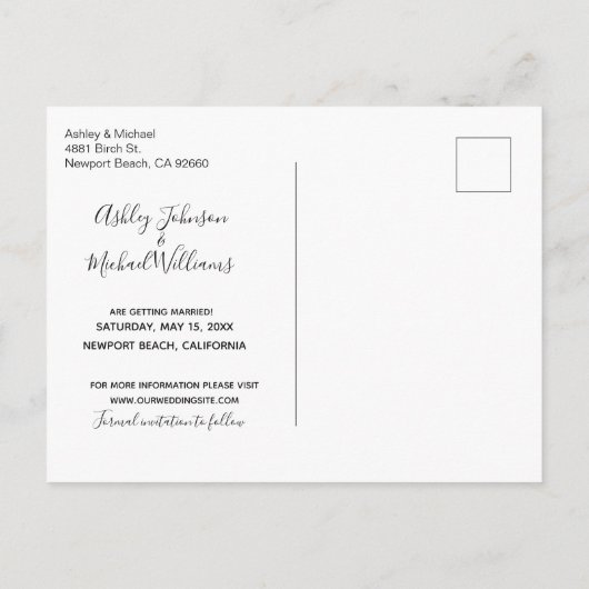 BLACK GOLD MODERN-fotoscript onze datum opslaan Aankondigingskaart (Achterkant)