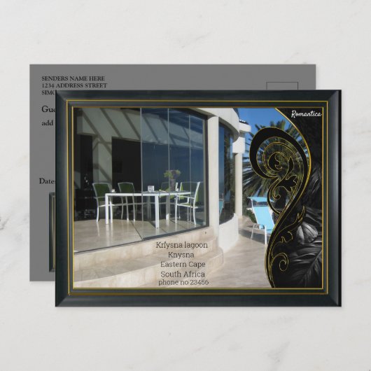 Black Gold Modern Geometric Abstract Briefkaart (Voorkant / Achterkant)